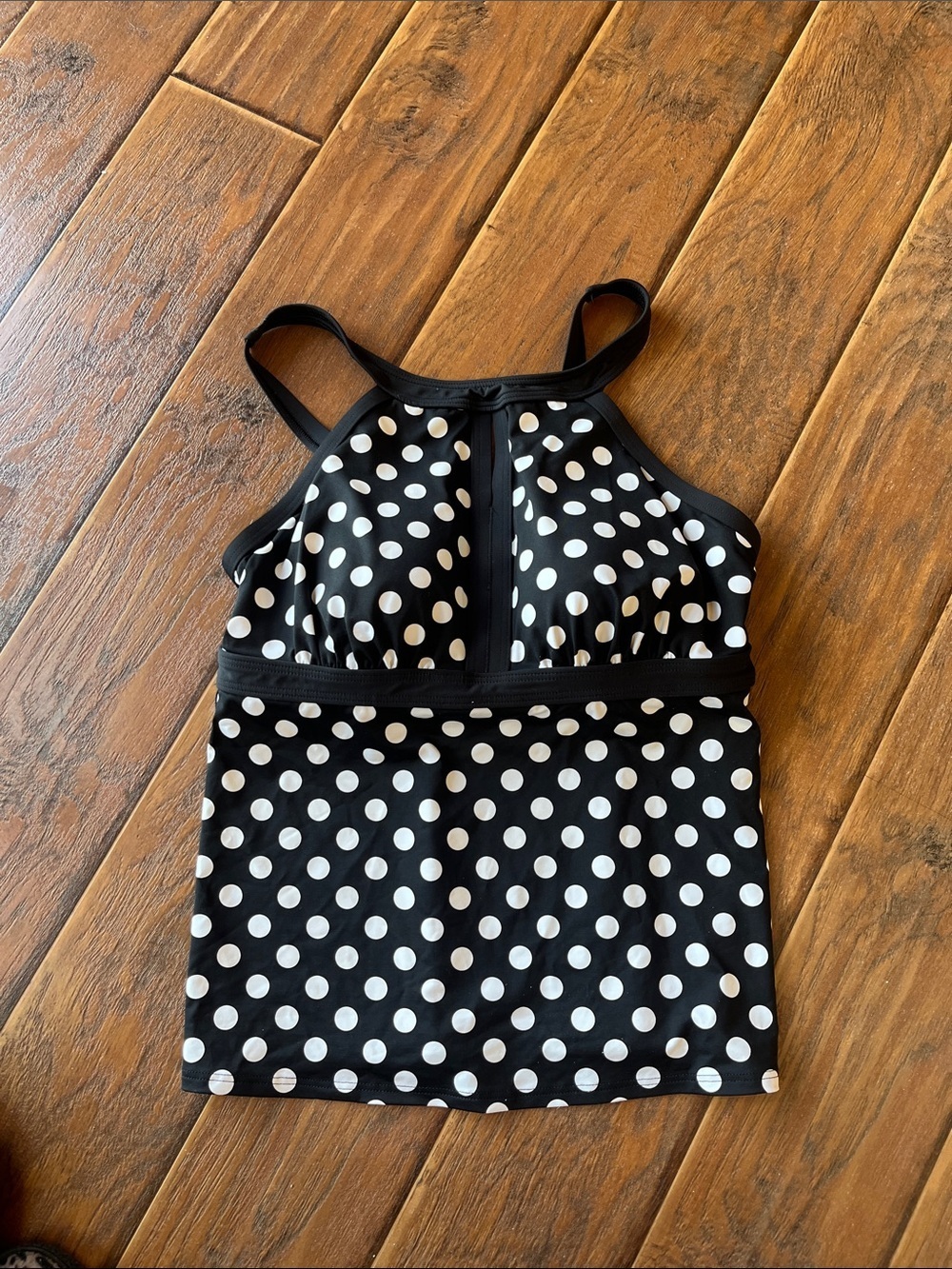 Lands' End Black and White Polka Dot Swim Camisole